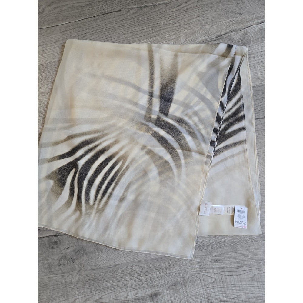 NWT Chico's Zebra Blend oversized Oblong Neutral scarves size 76" × 33"